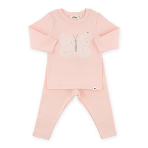 Oh Baby! Silver Fleck Tulle Butterfly 2pc Set ~ Pale Pink