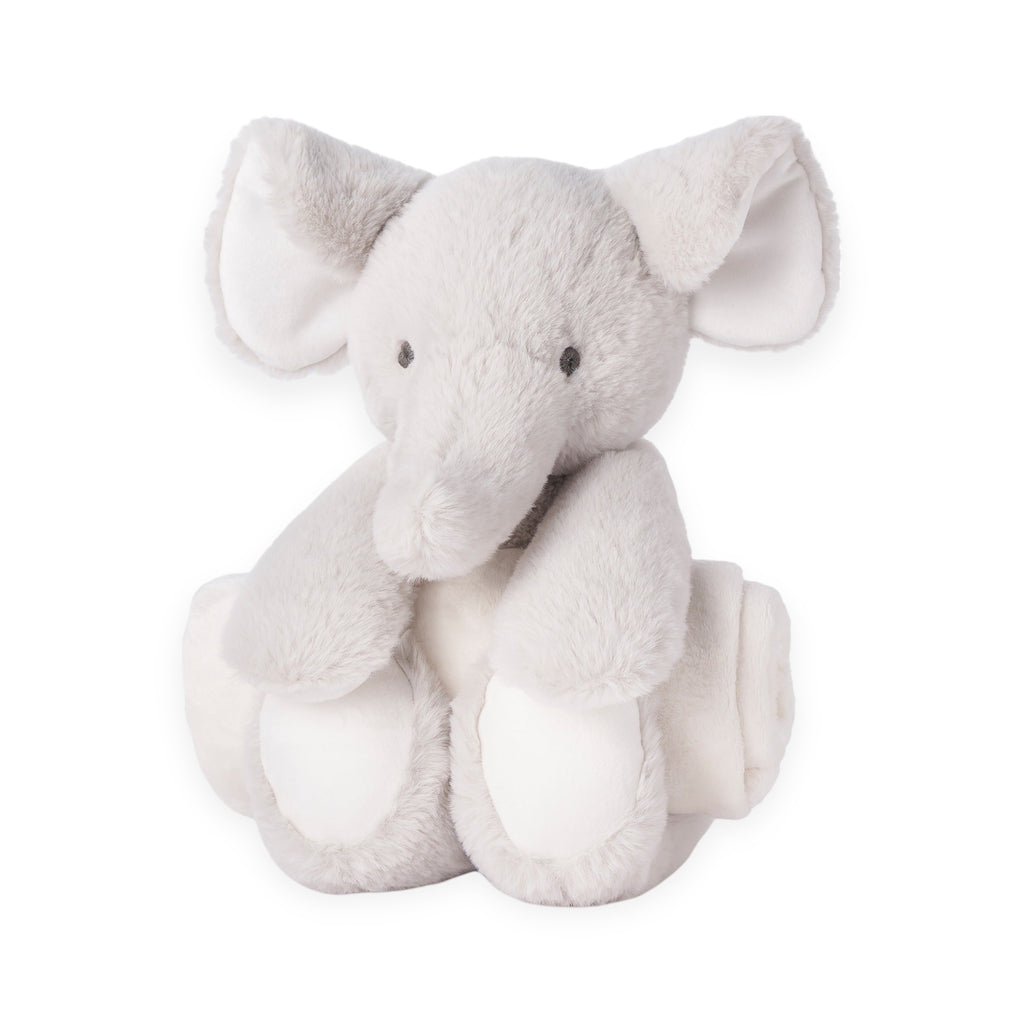 Elegant Baby Bedtime Huggie Blanket w/ Plush Toy ~ Grey Elephant