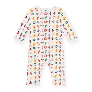 Petit Bateau Holiday Print Romper ~ White