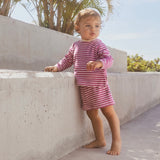 Molo Baby Dora Sweatshirt & Signe Shorts Set ~ Purple Shell Stripe