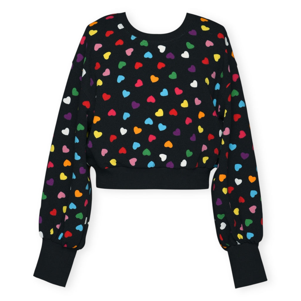 Hannah Banana All Over Heart Print Sweatshirt & Skort Set ~ Black Multi