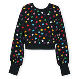 Hannah Banana All Over Heart Print Sweatshirt & Skort Set ~ Black Multi