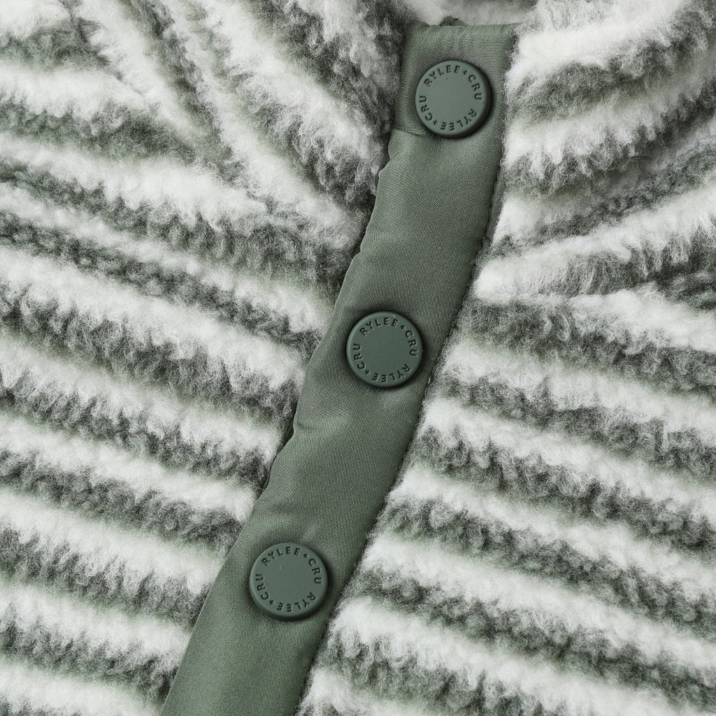 Rylee + Cru Fuzzy Snap Pullover & Relaxed Sweatpants Set ~ Evergreen Stripe