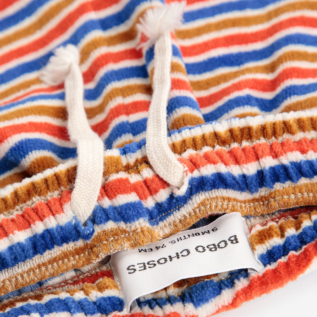 Bobo Choses Baby Have Fun Striped Velour Zip Hoodie, Doggy Mate l/s Tee & Joggers Set ~ Red/Blue Multi