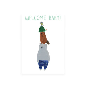 Roger La Borde Welcome Baby Animal Tower Petite Baby Card