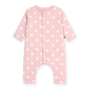 Petit Bateau Padded Heart Print Romper ~ Pink/White
