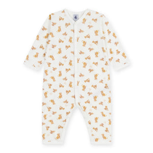 Petit Bateau l/s Leopards Print Romper ~ White/Leopard