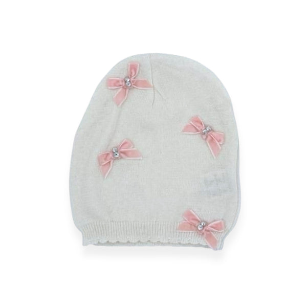 Bari Lynn Baby Knit Hat w/ Crystallized Velvet Bows – Born Yesterday