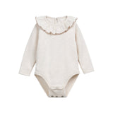 Play Up Baby Ruffle Collar Onesie & Printed Fleece Ruffle Overalls Set ~ Rose/Natural