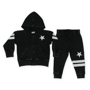 Mish Baby Sports Star Enzyme Zip Hoodie & Jogger Set ~ Black