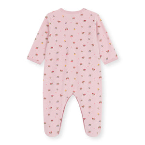 Petit Bateau Velour Front Snap Floral Print Footie ~ Pink Multi