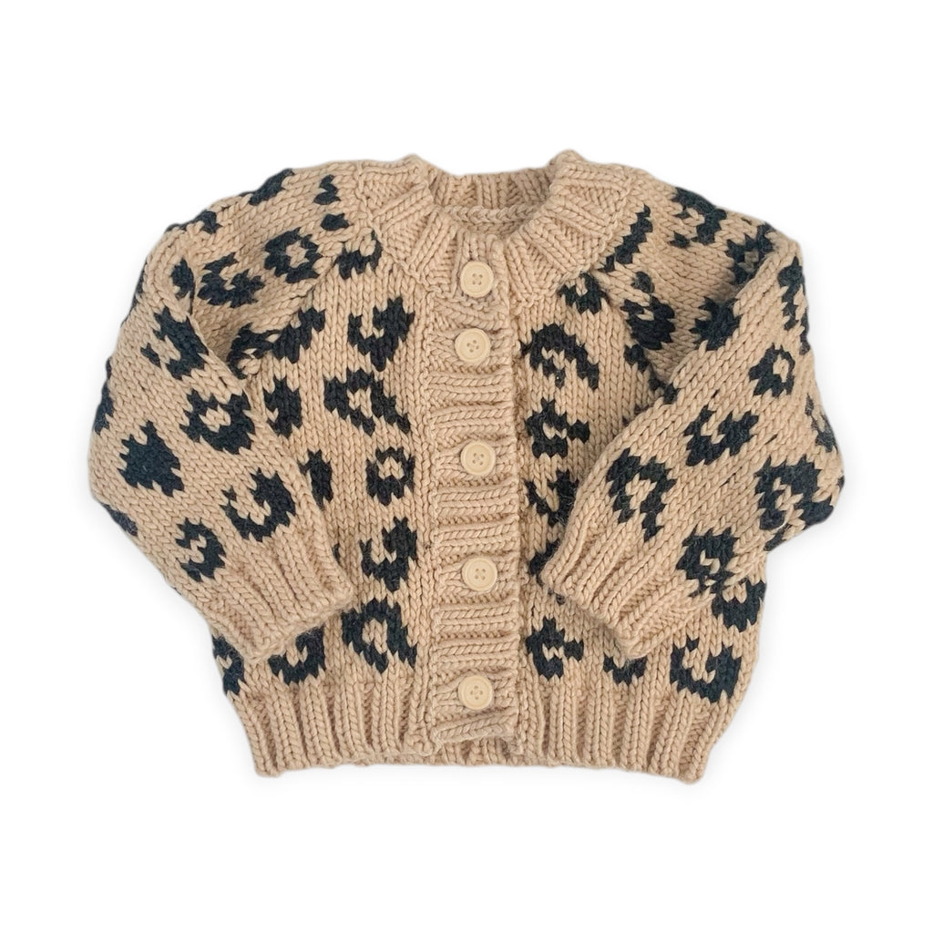 The Blueberry Hill Knit Cheetah Cardigan ~ Latte/Black