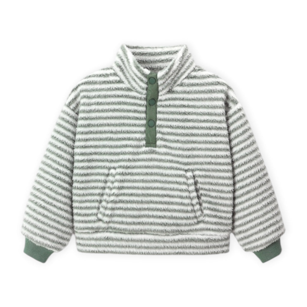 Rylee + Cru Fuzzy Snap Pullover & Relaxed Sweatpants Set ~ Evergreen Stripe