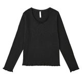 Rylee + Cru Girls Ribbed l/s Top & Wide Leg Overalls Set ~ Black/Leopard