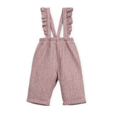 Play Up Baby Ruffle Collar Onesie & Printed Fleece Ruffle Overalls Set ~ Rose/Natural