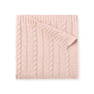 Elegant Baby Horseshoe Cable Knit Blanket ~ Blush