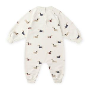 Rylee + Cru Baby Raglan Jumpsuit ~ Dachshund/Natural