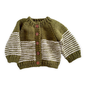 The Blueberry Hill Knit Stripe Cardigan ~ Moss
