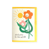 Kitty Kenda Papergoods Flower Face Welcome To The World New Baby Card