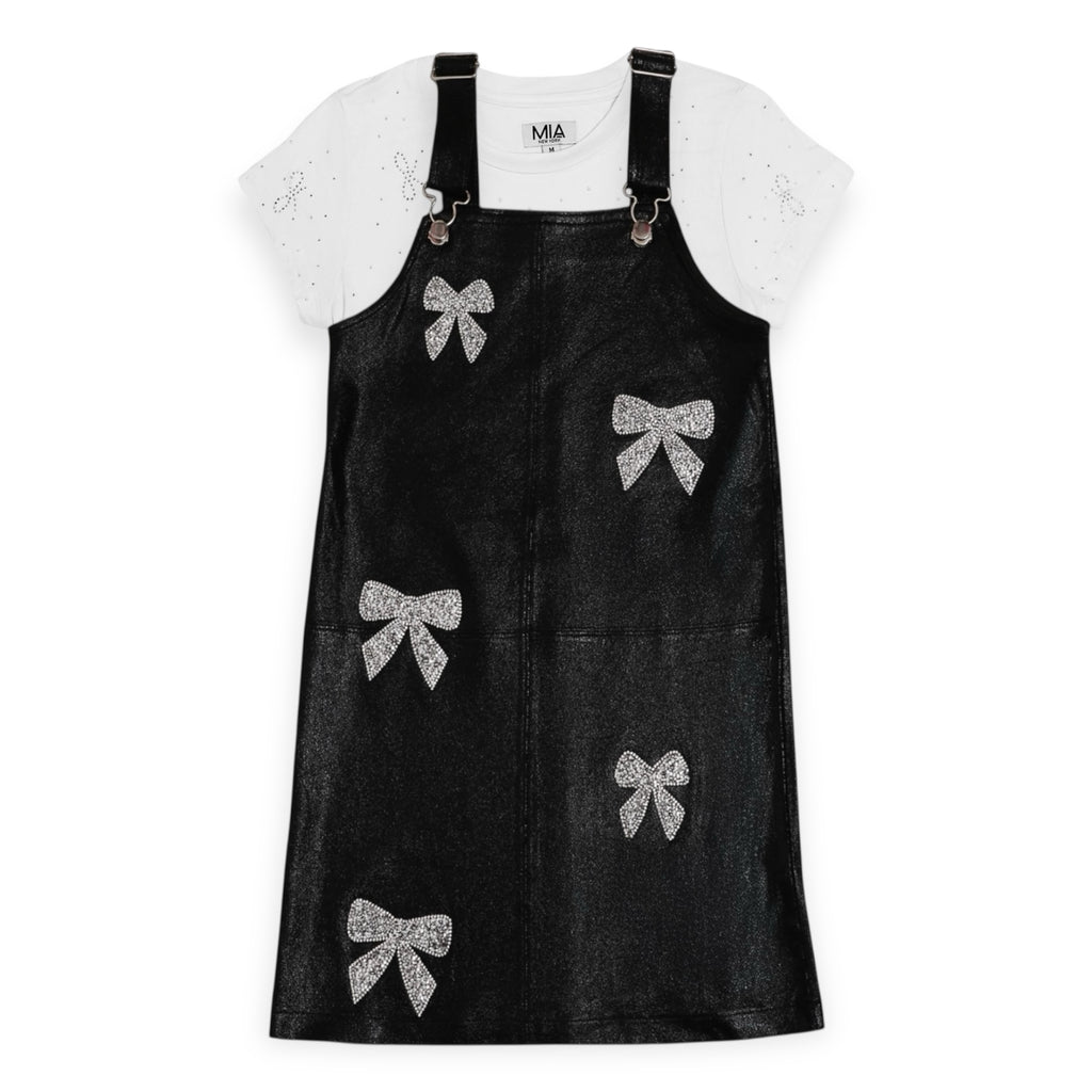 MIA New York s/s Top & Bow Overalls Dress Set ~ White/Black