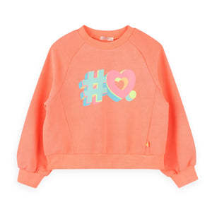 Billieblush Hashtag Heart Sweatshirt & Shorts Set ~ Fluorescent Coral