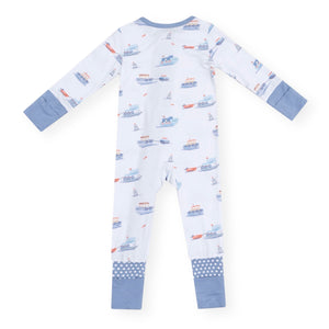 Angel Dear 2 Way Zipper Convertible Romper ~ Bubbly Tugboats