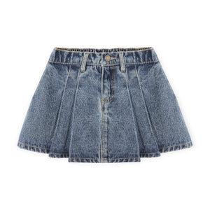 Rylee + Cru Pleated Denim Skirt 7-12 ~ Indigo