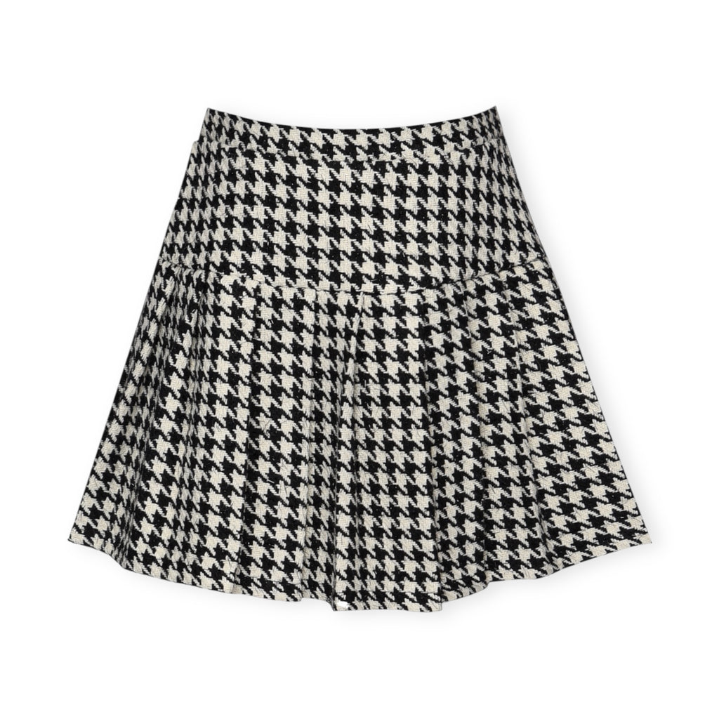 Hannah Banana Knit Sequin Bow Sweater & Houndstooth Tweed Skort Set 7-12 ~ Ivory/Black