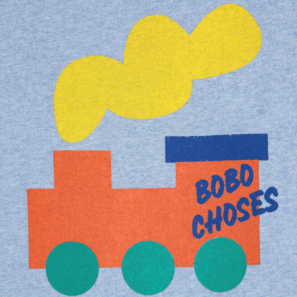 Bobo Choses Baby Choo Choo l/s T-shirt & Corduroy Pants Set ~ Light Blue/Red