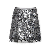 Hannah Banana Embroidered Star Knit Sweater & Sequin Star Mini Skirt Set 7-12 ~ Black/Silver