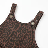 Rylee + Cru Girls Ribbed l/s Top & Wide Leg Overalls Set ~ Black/Leopard