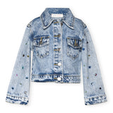 Baby Sara Acid Wash Rhinestone Denim Jacket ~ Blue