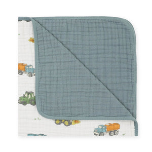 Little Unicorn Cotton Muslin Quilt ~ Work Trucks