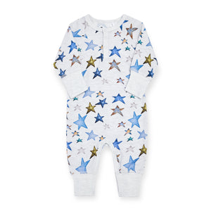 Coccoli Printed Romper ~ Stars/Heather Grey