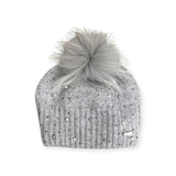 Bari Lynn Scattered Pearl & Crystal Hat w/ Pom