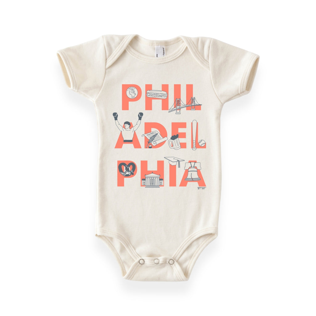 Maptote Philadelphia FONT Baby Onesie