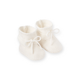 Elegant Baby Garter Knit Booties ~ Whisper White