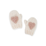 The Blueberry Hill Heart Knit Baby Mittens ~ Cream/Blush