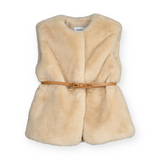 Mayoral Girls Belted Faux Fur Vest ~ Tapioca