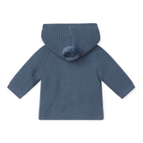 Carrement Beau Hooded Knit Cardigan w/ Faux Fur Lining ~ Blue