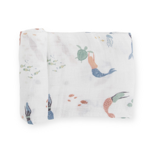 Little Unicorn Cotton Muslin Swaddle ~ Mermaids
