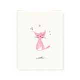 Flaunt Baby Card ~ Smitten Pink Cat w/ Hearts