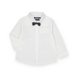 Mayoral Baby Boy Button Down Shirt w/ Printed Bowtie ~ White