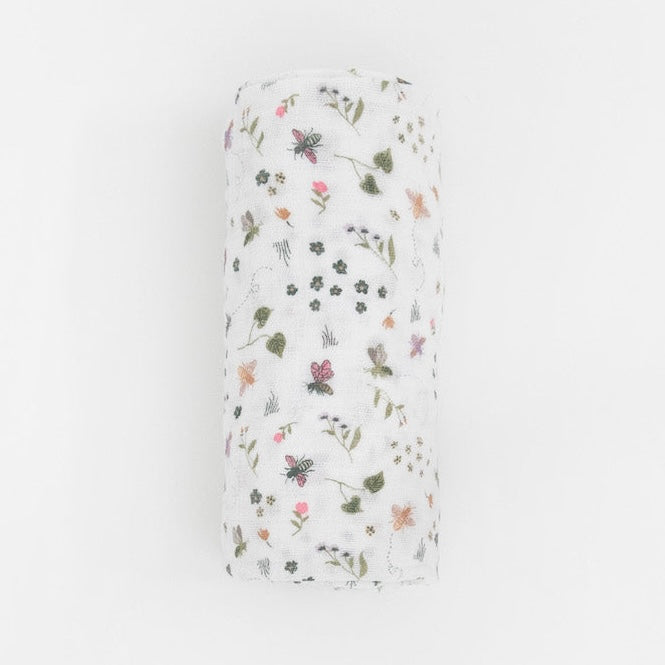 Little Unicorn Cotton Muslin Swaddle ~ Garden Bees