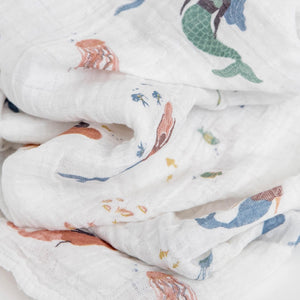 Little Unicorn Cotton Muslin Swaddle ~ Mermaids