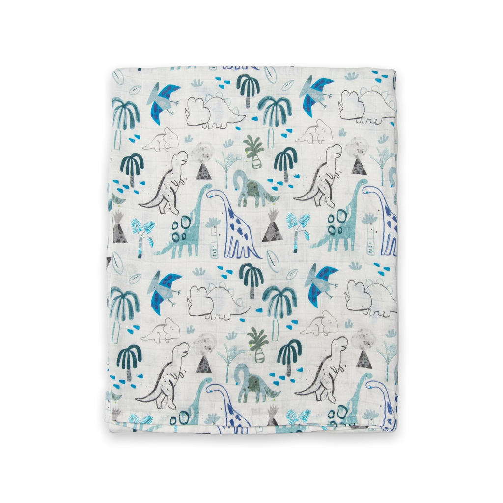 Loulou Lollipop Muslin Swaddle ~ Dinosaurs
