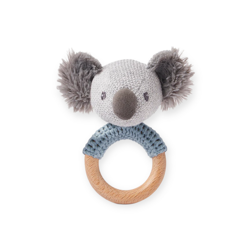 Elegant Baby Wooden Ring Rattle ~ Koala