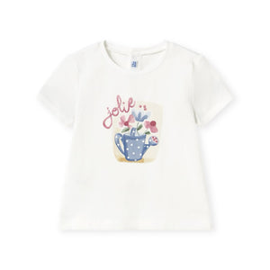 Mayoral Baby Girl Cardigan, Jolie Tee & Dot Pants Set ~ Blush