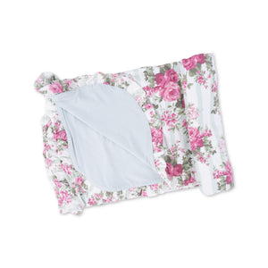 Angel Dear Ruffle Blanket ~ Cabbage Rose Stripe