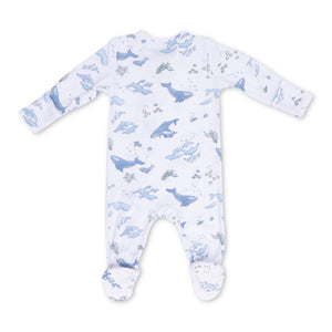 Angel Dear 2 Way Zipper Footie ~ Watercolor Blue Whales
